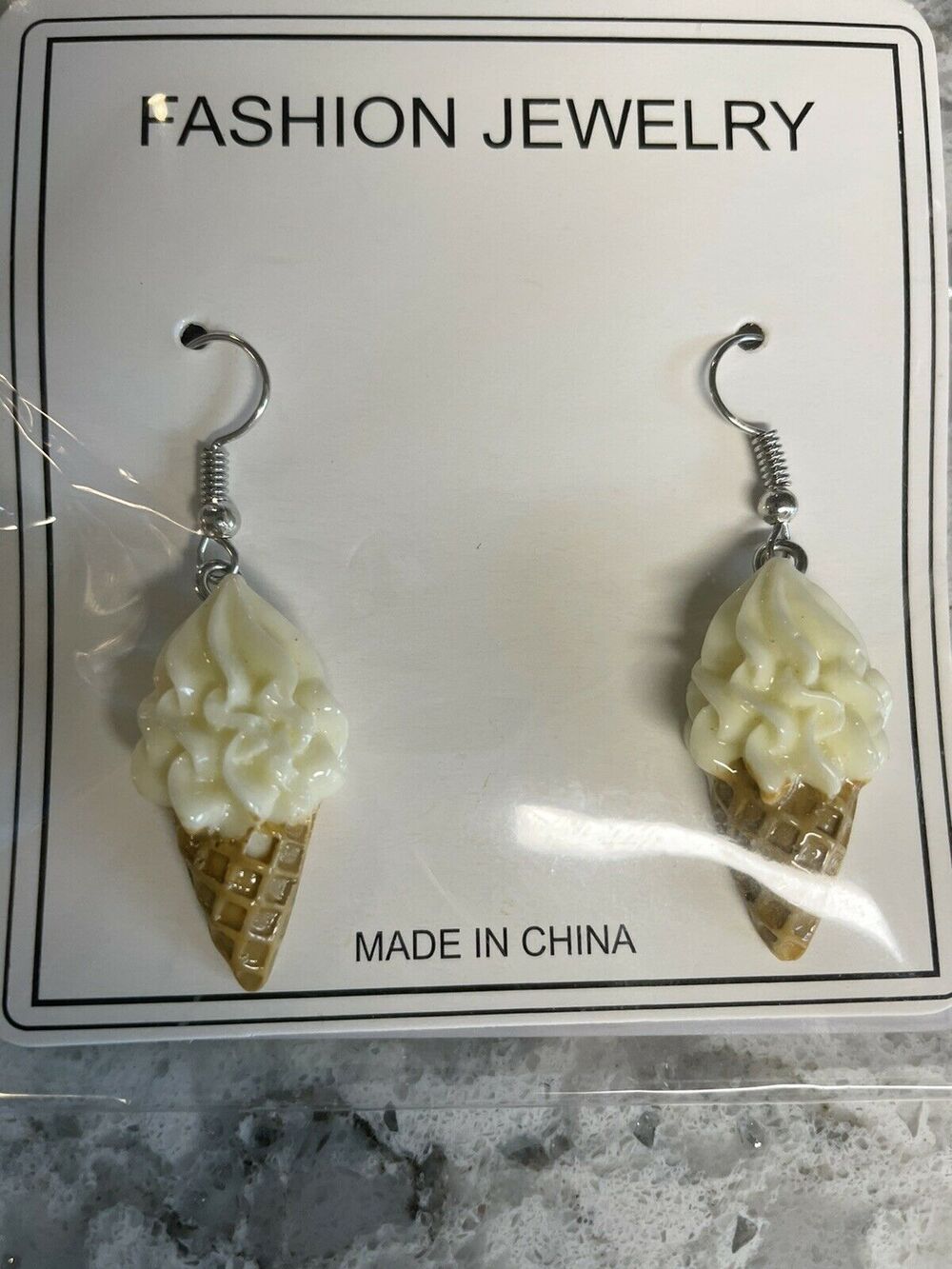 Vanilla Soft Serve Ice Cream Cone Dangle Earrings NWT